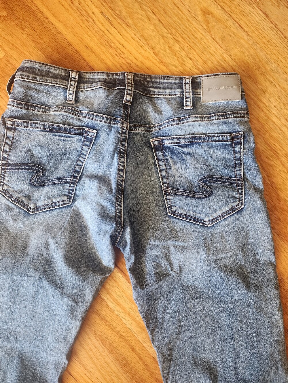 Men Silver Denim Jeans Pants 36 Waiat 32 Lengh